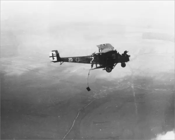 German monoplane in flight, WW1