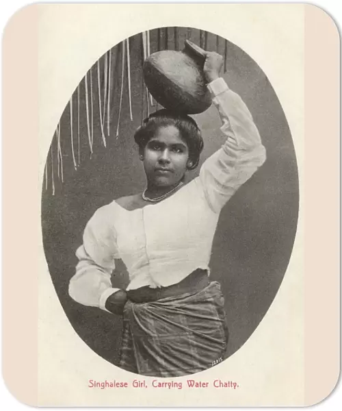 Sri Lanka - Sinhalese Girl carrying a Water Jar