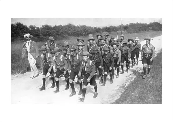 A patrol of boy scouts