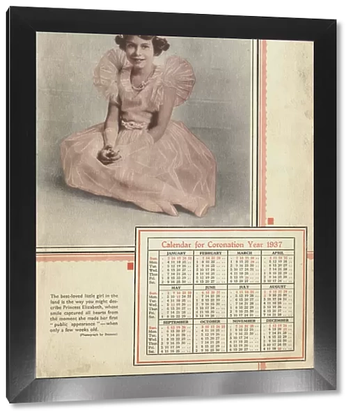 Princess Elizabeth on a Coronation Year calendar