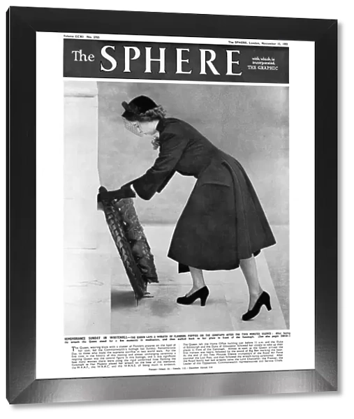 Sphere front cover: Queen on Remembrance Sunday 1952