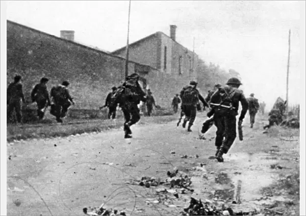 British Commandos Advancing in Normandy; Second World War, 1