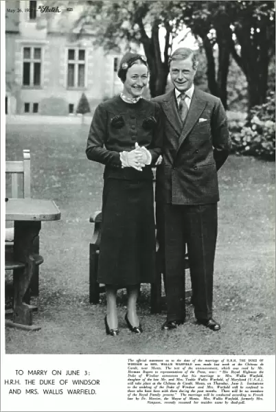 H. R. H the Duke of Windsor and Mrs Wallis Warfield may 1937
