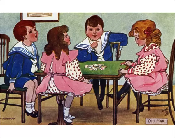 Edwardian children playing cards
