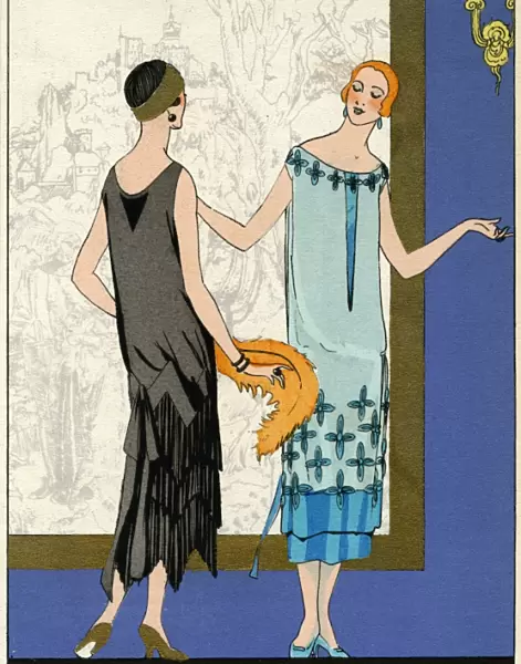Two ladies in dresses by Doeuillet