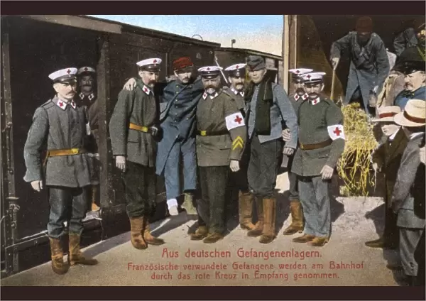 German Red Cross with wounded French Soldiers - WWI