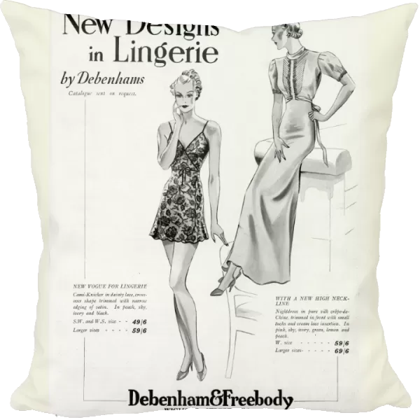 Advert for Debenham & Freebody lingerie and nightdress 1937