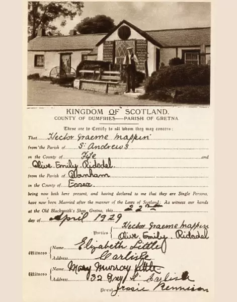Marriage Certifcate from Gretna Green