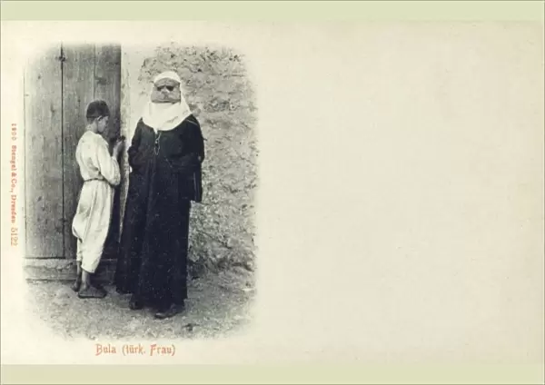 Veiled Turkish Woman and boy - Balkans