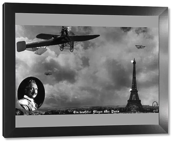 German planes over Paris, propaganda postcard, WW1