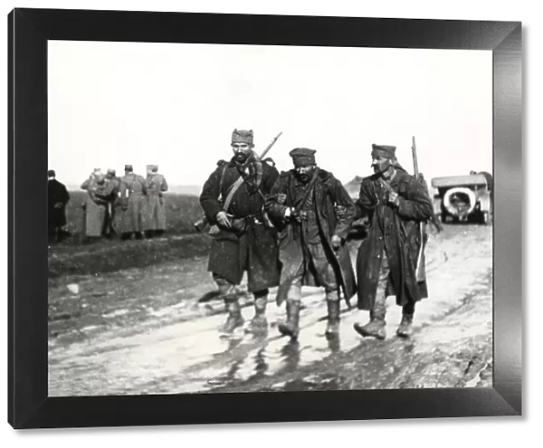 Wounded soldier on muddy road, Macedonian Front, WW1