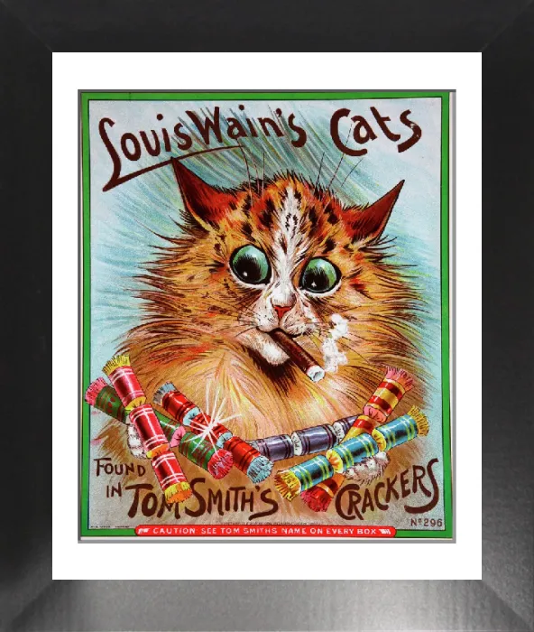 Framed Print : Tom Smith Christmas Crackers Print 1907 Louis Wain Cats