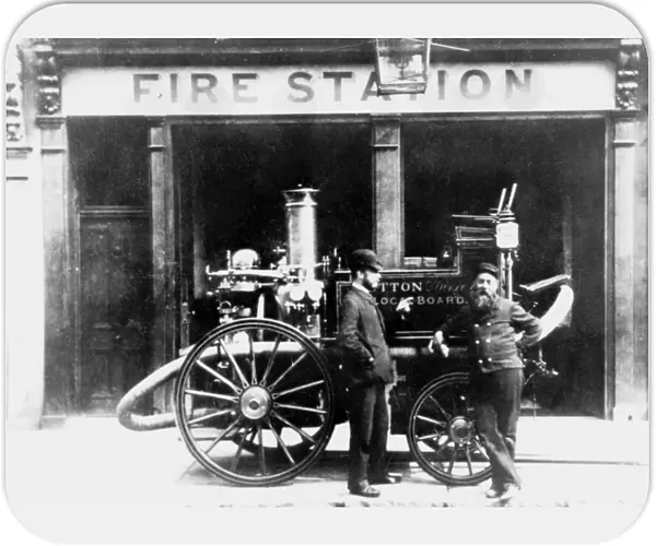 Horse drawn steamer at Sutton fire station, Surrey