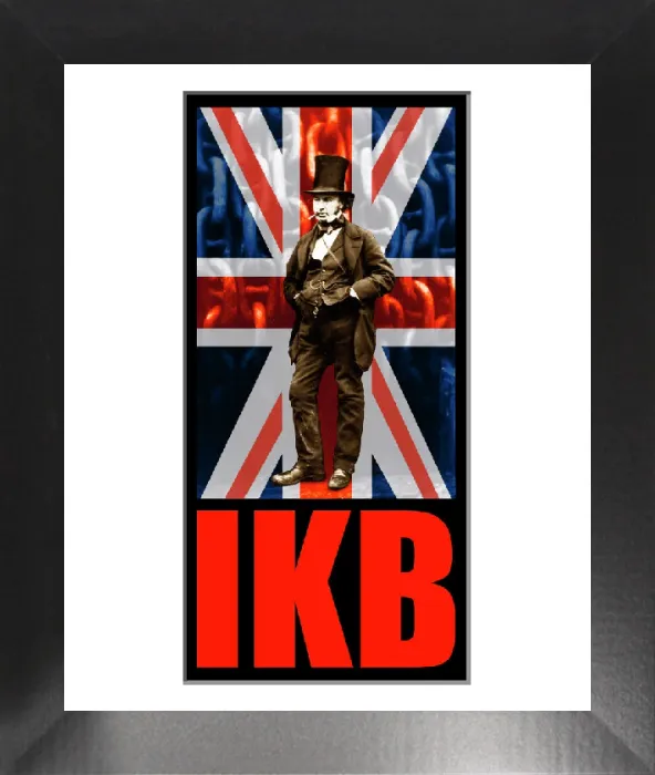 Framed Print : Isambard Kingdom Brunel Print with Union Jack Flag Design Framed Print : Isambard Kingdom Brunel Print with Union Jack Flag Design