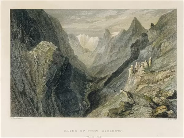 Alps. Ruins of fort Mirabouc in Pelice valley