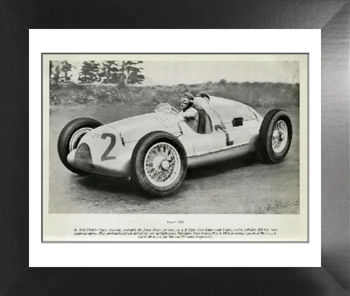 Framed Print : Tazio Nuvolari - D Type Auto-Union Print, 1938
