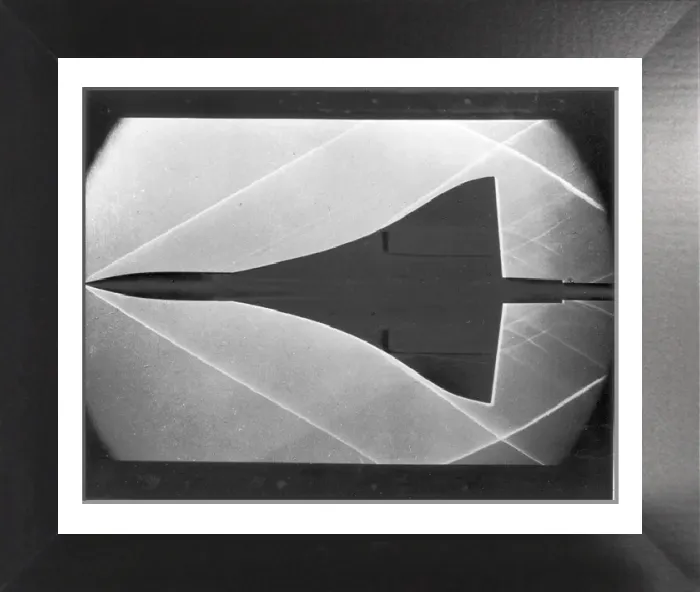 Framed Print : Schlieren Photograph of Concorde Model in Wind Tunnel Print Framed Print : Schlieren Photograph of Concorde Model in Wind Tunnel Print