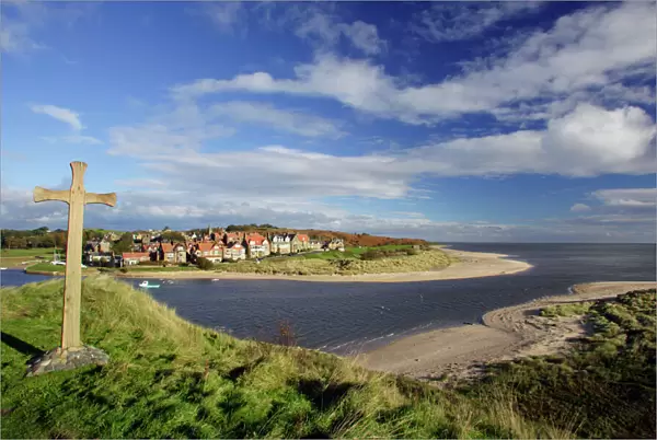 UK - Alnmouth coastal village and holiday resort, view from Church Hill, Northumberland, England, UK