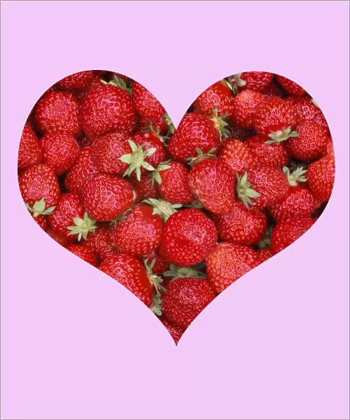 Strawberries - in heart shape pink frame Digital Manipulation: heart shape colour
