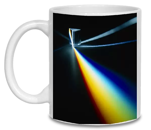 White light split into colours by a prism