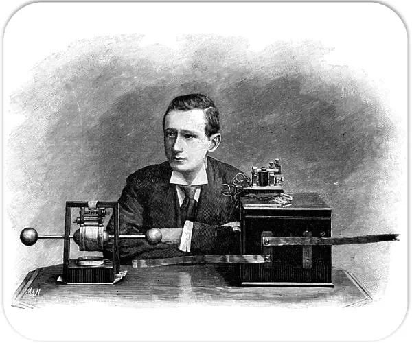 Marconi with his radio, 19th century