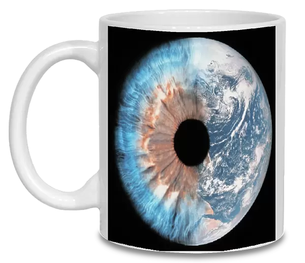 Composite image of the Earth and a human eye
