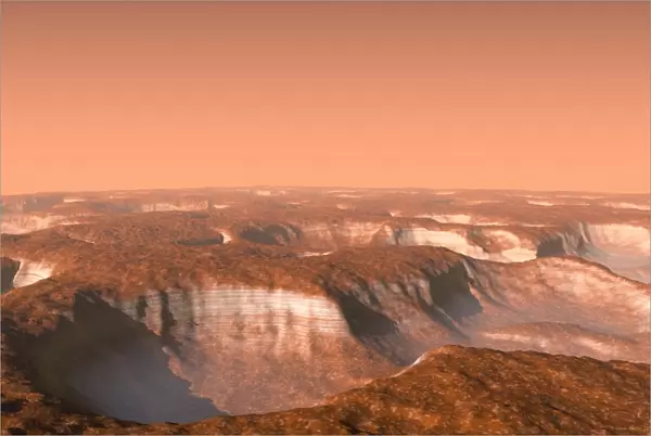 Carbon dioxide ice on Mars, artwork