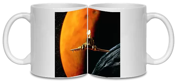 Artwork of Phobos spacecraft nearing Phobos