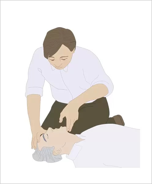 CPR first aid technique, artwork