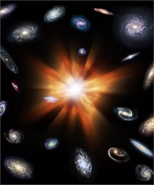 Big Bang and galaxies, artwork C014  /  1242