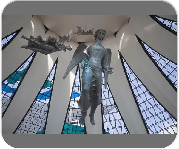 Angel sculptures, Alfredo Ceschiatti, Metropolitan Cathedral, UNESCO World Heritage Site, Brasilia, Federal District, Brazil, South America