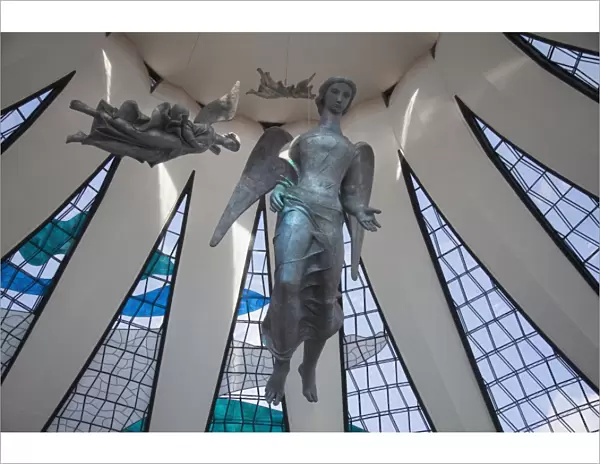 Angel sculptures, Alfredo Ceschiatti, Metropolitan Cathedral, UNESCO World Heritage Site, Brasilia, Federal District, Brazil, South America