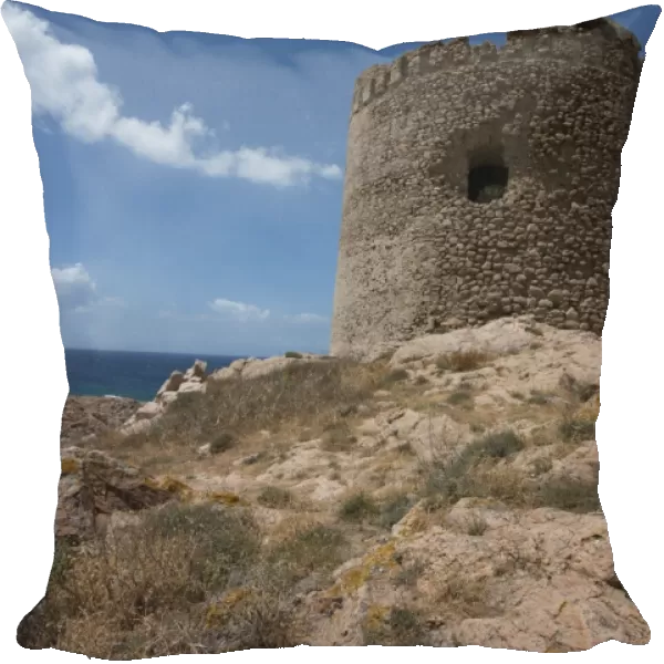 The Torre Aragonese, a Spanish tower dating from the year AD500, Isola Rossa, Sardinia