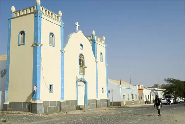 Church in main square, Sal Rei, Boa Vista, Cape Verde Islands, Africa
