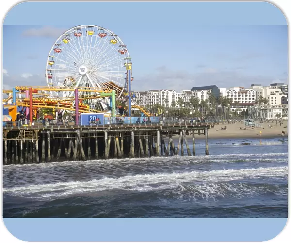 Sea, pier and ferris wheel, Santa Monica, California, United States of America, North