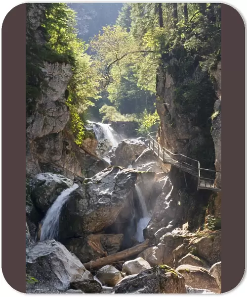 Waterfall in Poellat Gorge, Schwangau, Allgau, Schwaben, Bavaria, Germany, Europe