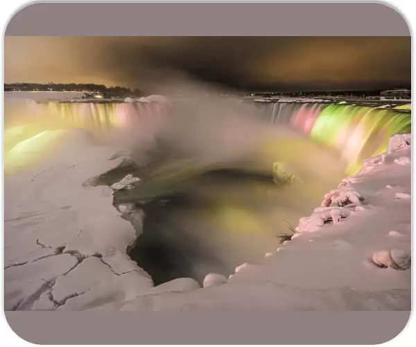 Frozen rainbow at Niagara Falls, Ontario, Canada, North America