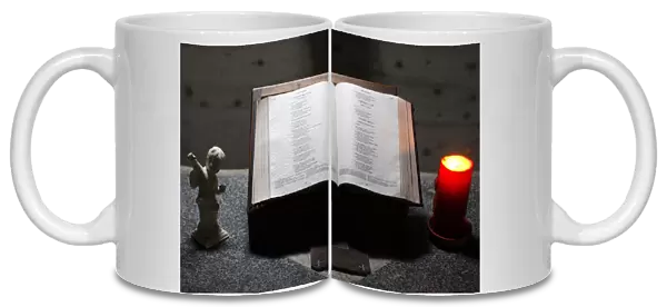 Bible, candle and angel statuette, Switzerland, Europe
