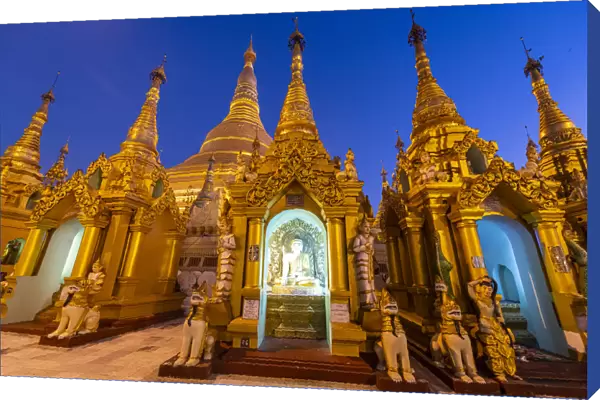 Shwedagon pagoda after sunset, Yangon (Rangoon), Myanmar (Burma), Asia
