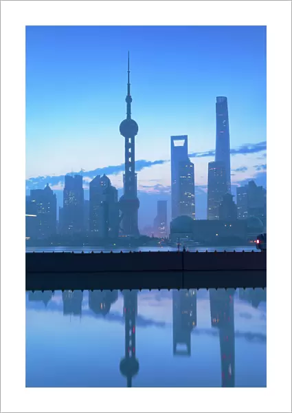 Skyline of Pudong at dawn, Shanghai, China, Asia