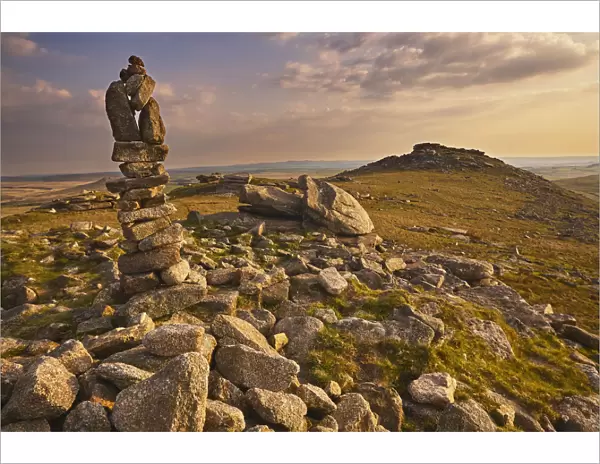 Granite boulders on the summit of Rough Tor, one of the highest points of Bodmin Moor