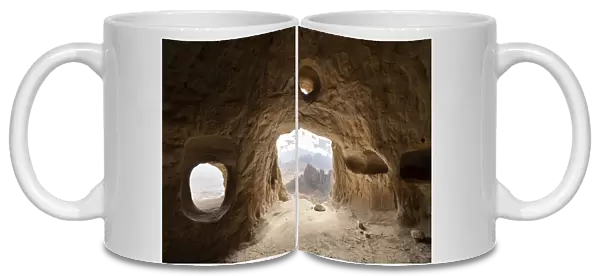 Natural windows inside cave at the entrance of Daniel Korkor rock-hewn church