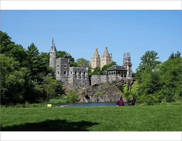 Urban landscape featuring Belvedere Castle, a neo-Gothic structure on Vista Rock, Central Park, Manhattan Island, New York City, United States of America, North America
