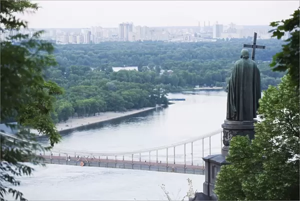 Statue of Volodymyr the Great above Dnieper River, Kiev, Ukraine, Europe