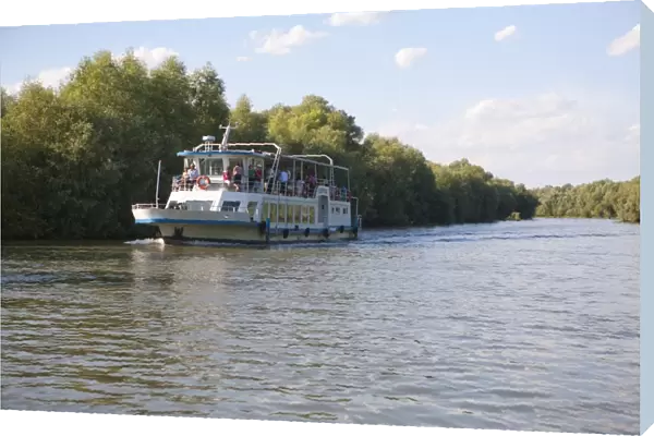 Tourist boat, Danube River Delta, Romania, Europe