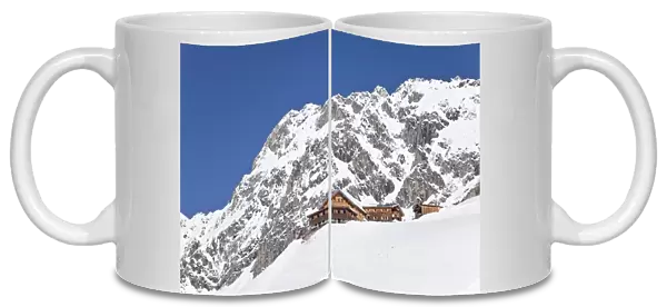 Resort pistes and mountain restaurant, St. Anton am Arlberg, Tirol, Austrian Alps