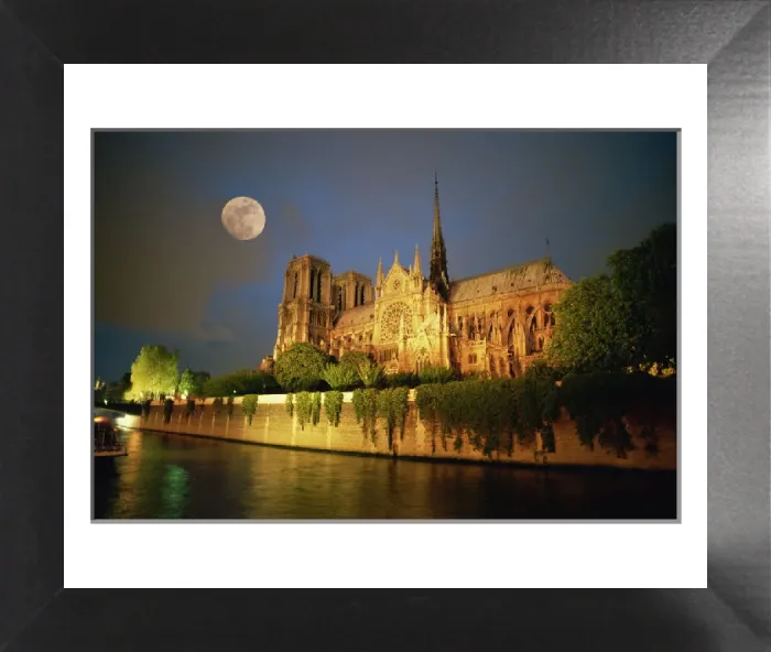 Framed Print : Notre Dame Cathedral Night Print, Paris, Europe Framed Print : Notre Dame Cathedral Night Print, Paris, Europe