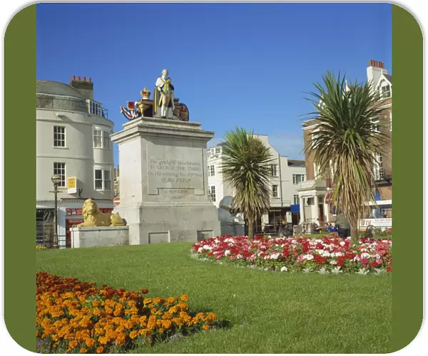 King George III statue and gardens, Weymouth, Dorset, England, United Kingdom, Europe