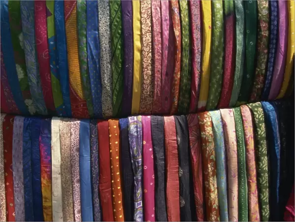 Textiles on street stall, Pune, Maharashtra state, India, Asia