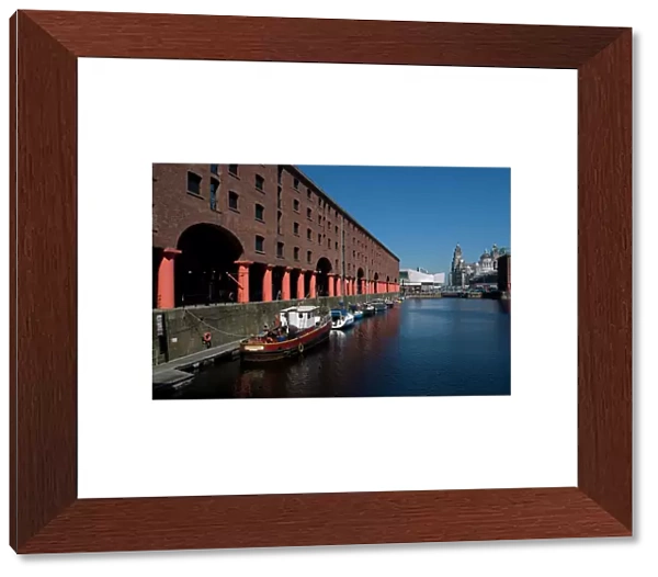 Albert Dock with view of the Three Graces on the riverfront, UNESCO World Heritage Site
